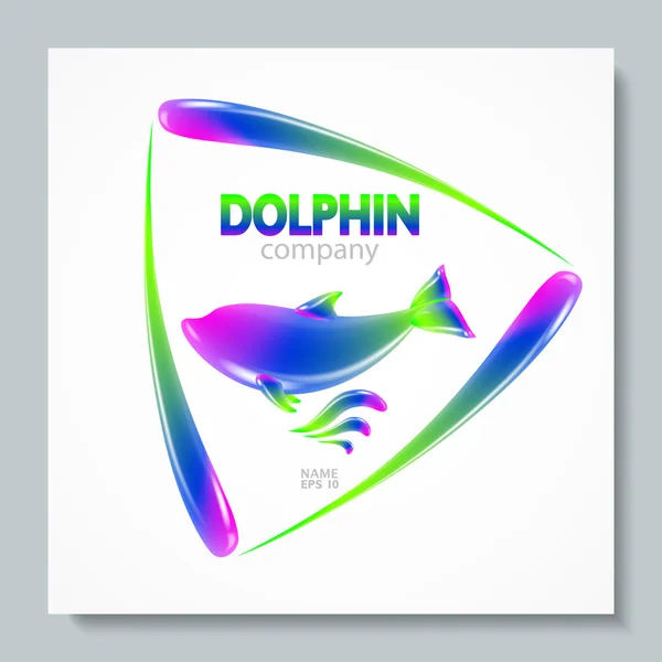 சொகுசு பட லோகோ Rainbow Dolphin. அஞ்சல் அட்டைகள், சிற்றேடுகள், பதாகைகள், லோகோக்கள், படைப்புத் திட்டங்களை வடிவமைக்க . — ஸ்டாக் வெக்டார்