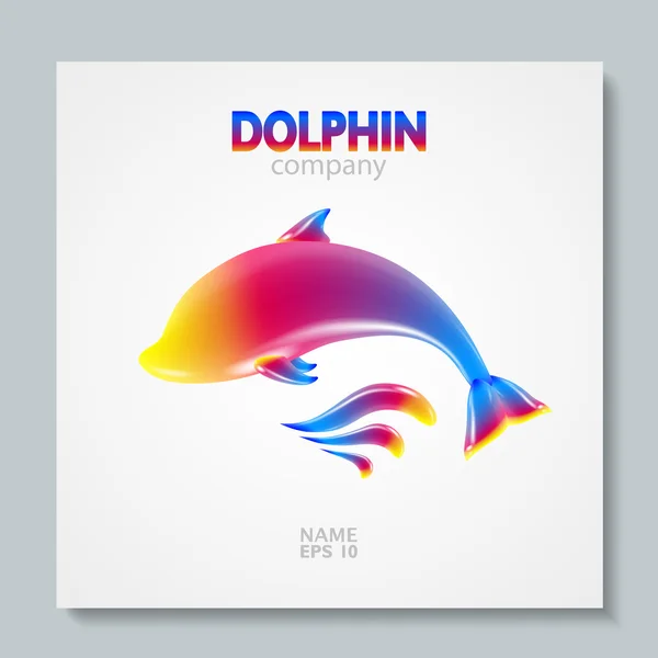 Luxe afbeelding logo Rainbow Dolphin. Het ontwerpen van postkaarten, brochures, banners, logo's, creatieve projecten. — Stockvector