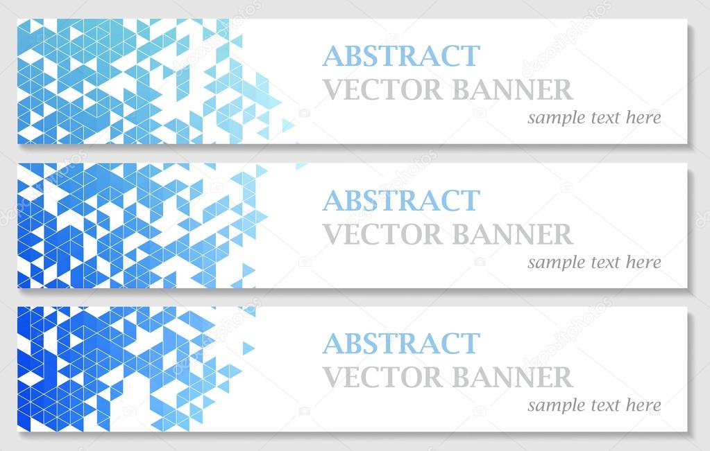 Vector banners with abstract multicolored polygonal mosaic background.