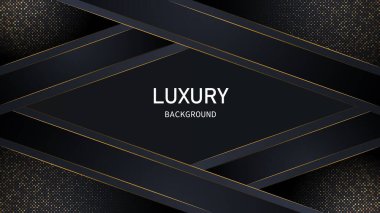Siyah örtüşen katmanlı koyu soyut bir zemin. Işık efektli gerçekçi doku ve altın parıltılı noktalar element dekorasyonu.