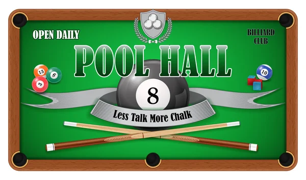 Billiard poster. Pool hall - Eight ball — Stock Vector