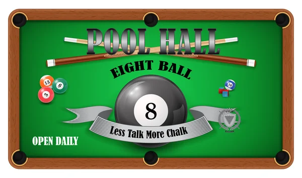 Affiche de billard. Salle de billard - Huit boules — Image vectorielle