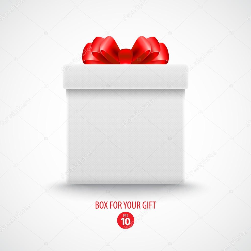 Gift white box with a red bow