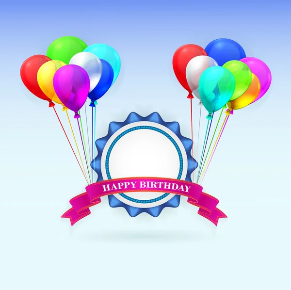 Grattis på födelsedagen. Illustration gratulationskort med ballonger och bandet — Stock vektor