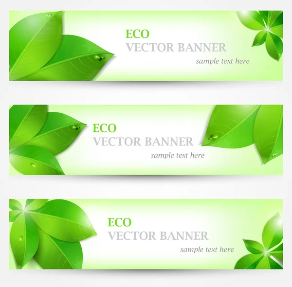 Imposta banner ecologia illustrazione, composizione colorata — Vettoriale Stock