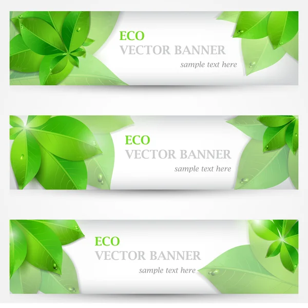 Set banner ecologia ilustração, composição colorida — Vetor de Stock