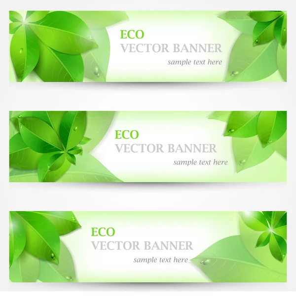 Set banner ecologia ilustração, composição colorida — Vetor de Stock