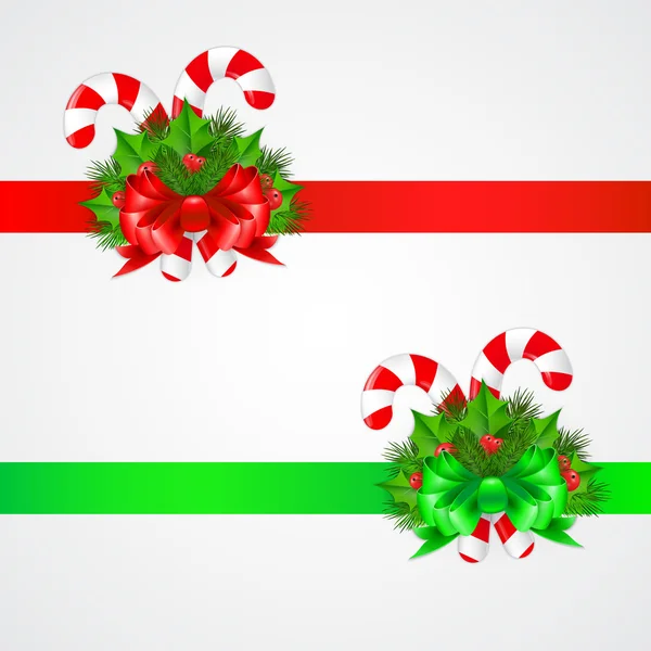 Traditionele kerst candy cane met decor. Vectorillustratie — Stockvector