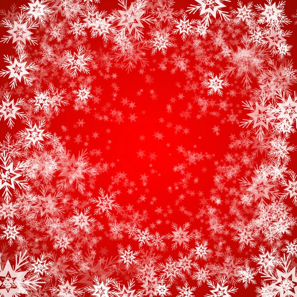 Fondo de Navidad de copos de nieve en colores rojos — Vector de stock