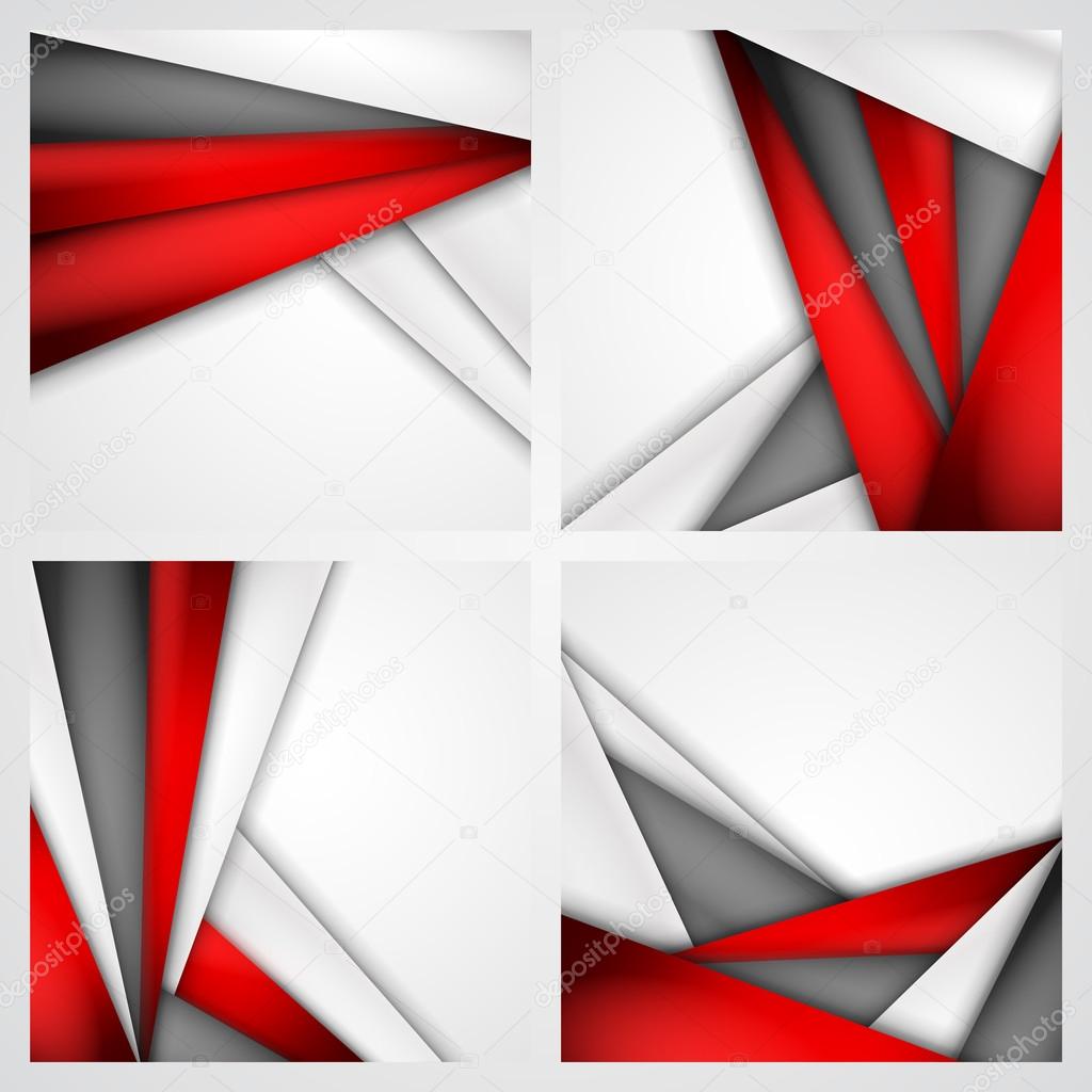 Set Abstract background of red, white and black origami paper. Vector illustration