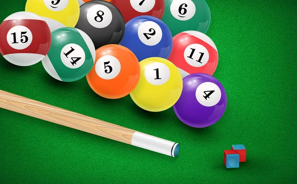 Billiard balls in a pool table. Vector illustration — Stock Vector