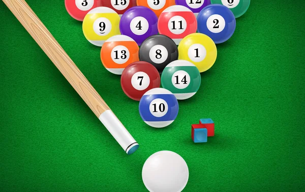 Bilardo masası bilardo topları. Vektör çizim