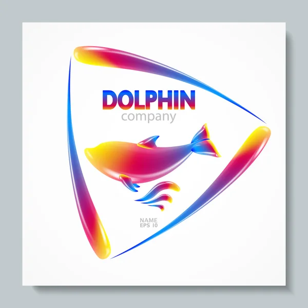 Immagine di lusso logo Rainbow Dolphin. Progettare cartoline, brochure, striscioni, loghi, progetti creativi . — Vettoriale Stock