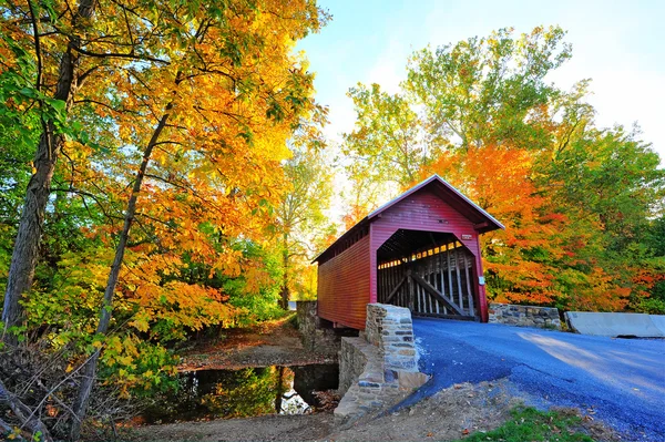 Ponte coberta de Maryland no outono — Fotografia de Stock