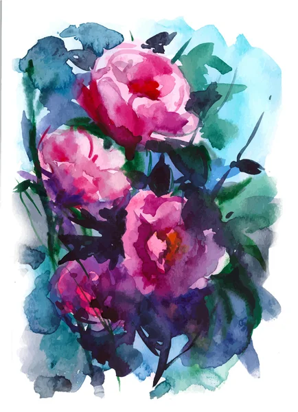 Aquarelas vetoriais rosa — Vetor de Stock