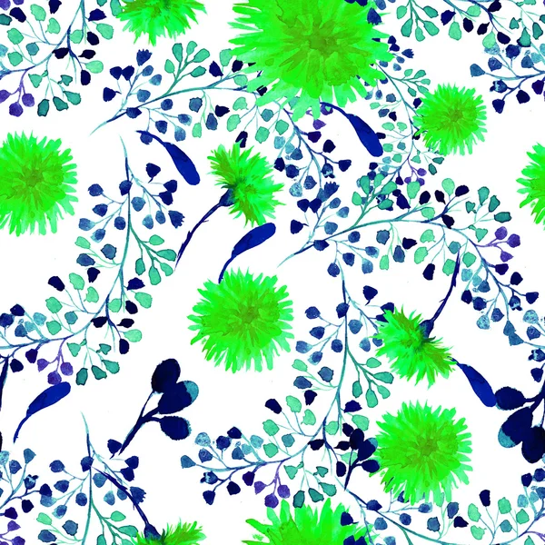 Watercolor seamless pattern with dandelion. Floral background. — Stock Photo, Image