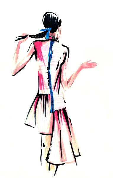 Fille de la mode dans le style croquis. illustration . — Photo