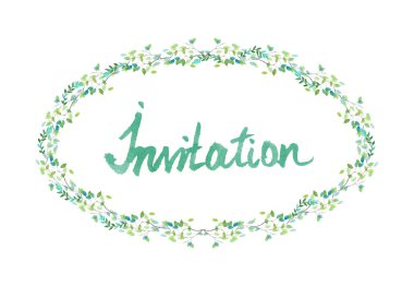 Çiçek ve yaprak suluboya oval çerçeve.