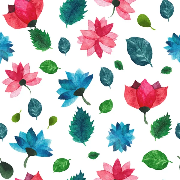 Akvarell sömlös blommönster. Blommor konsistens. — Stockfoto