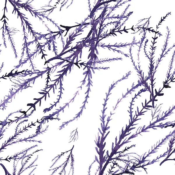 Watercolor seamless pattern with herbs and leaves. — Stock Photo, Image