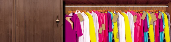 Wardrobe with clothes and shoes. ideal for advertising, cards, creative work — Stock Photo, Image