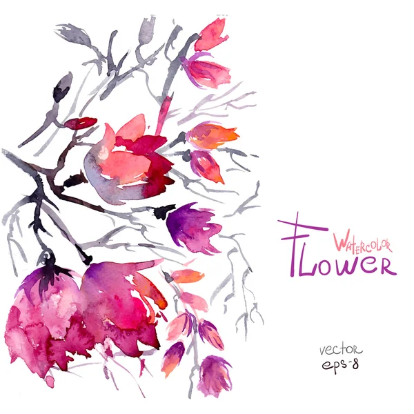 Watercolor spring flowers — Stock Vector