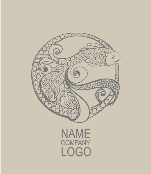Logo Doodle balık. Çizilmiş vektör çizim el