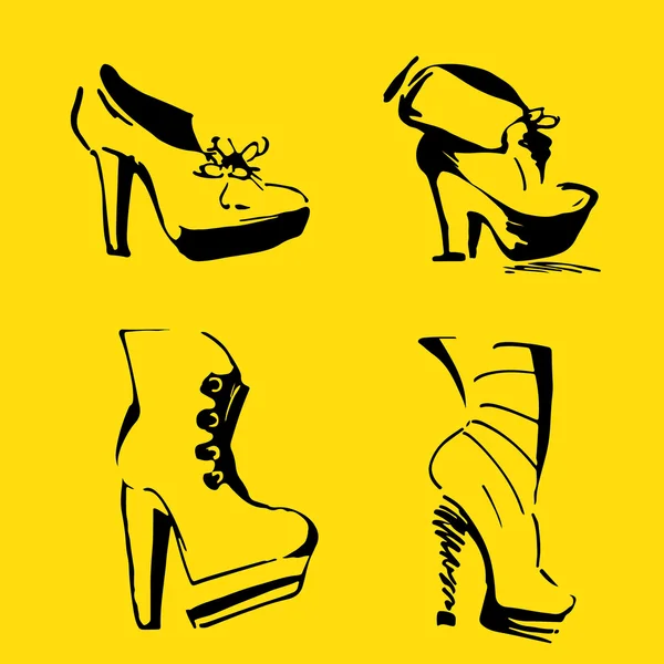 女性のかかと。エレガントな靴と履物 — ストックベクタ