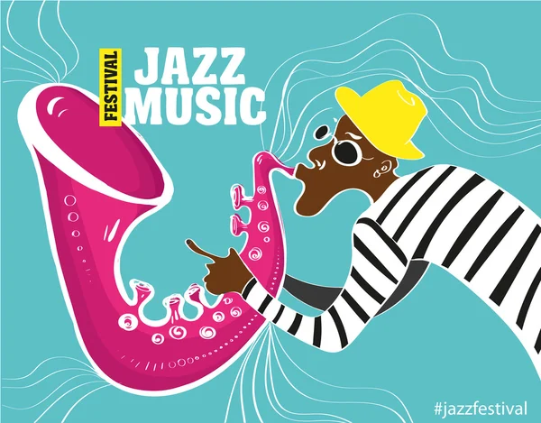 Illustratie van een Jazz poster met saxofonist — Stockvector