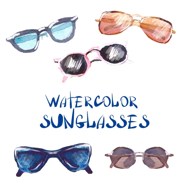 Aquarelle set Lunettes de soleil — Image vectorielle