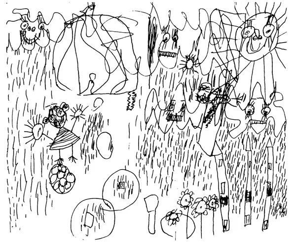 Εικονογράφηση αφηρημένα στυλ 3 χρονών παιδί — Διανυσματικό Αρχείο
