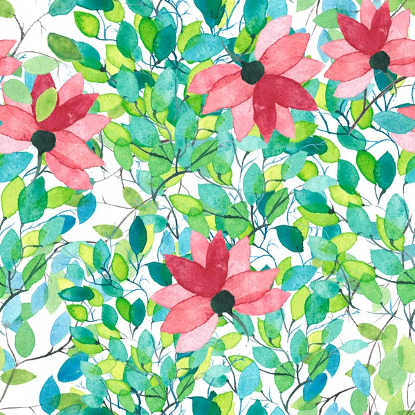 Akvarell sömlös blommönster. Blommor konsistens. — Stockfoto