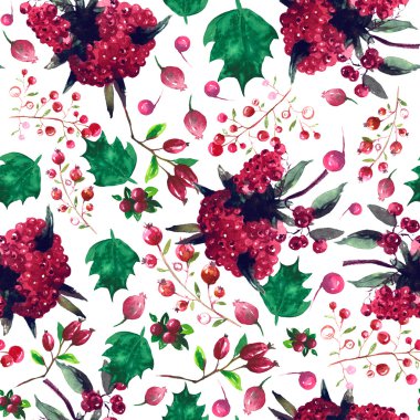 Noel botanik suluboya desen