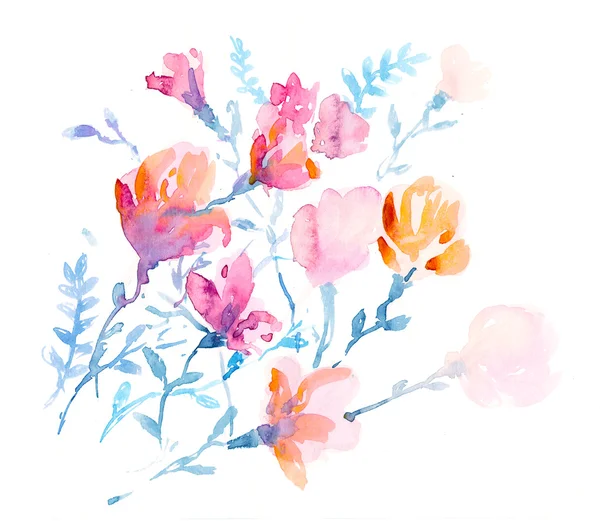 Watercolors colorful flowers — Stock Photo, Image