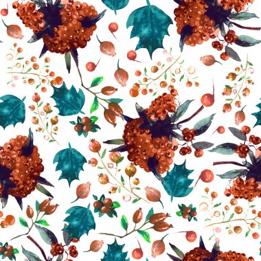 Noel botanik suluboya desen