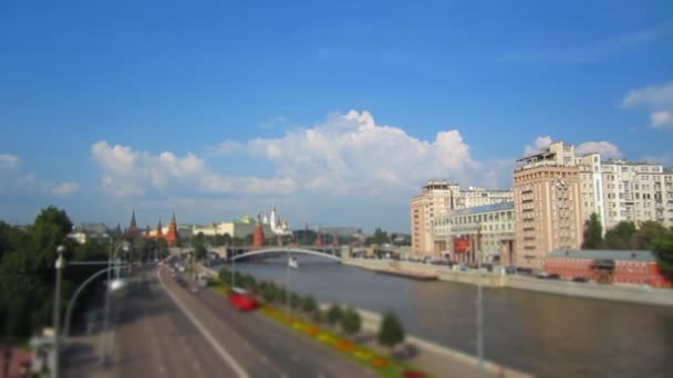 Moscow river embankment. Timelapse. — Stock Video