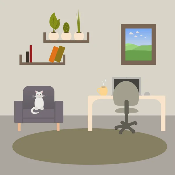 Obývací Pokoj Interiér Práce Relaxace — Stockový vektor