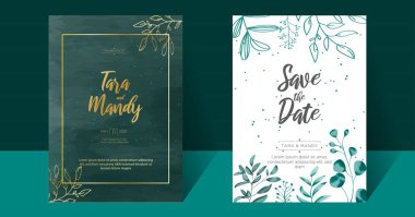 düğün davetiyesi çiçek desenli, elle çizilmiş.