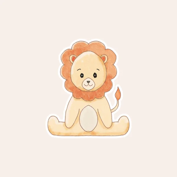 Illustration Aquarelle Lion Mignon Modèle Autocollant Pour Enfants Enfants — Image vectorielle