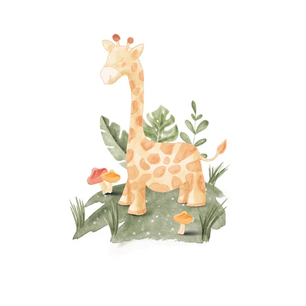 Illustration Aquarelle Mignon Rhinocéros Pour Crèche Douche Bébé — Image vectorielle