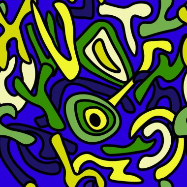 Soyut arkaplan deseni siyah mavi yeşil bej dış hat modern moda tasarımcısı taze şekiller parlak