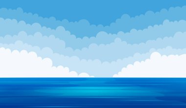 Deniz manzarası arka plan vektör tasarımı çizimi