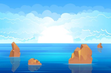Deniz manzarası arka plan vektör tasarımı çizimi
