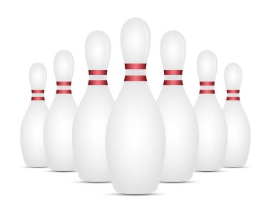 Bowling takımı vektör tasarımı çizimi beyaz arkaplanda izole edildi