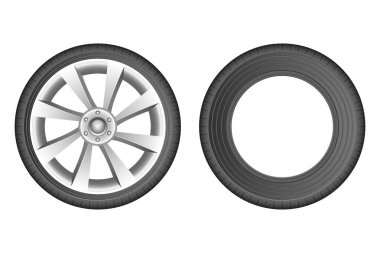 Araba lastiği vektör tasarımı çizimi beyaz arkaplanda izole edildi