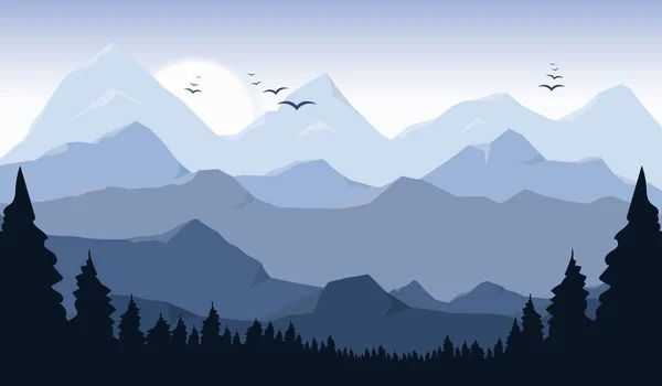 Mountain Krásná Krajina Pozadí Vektor Design Ilustrace — Stockový vektor