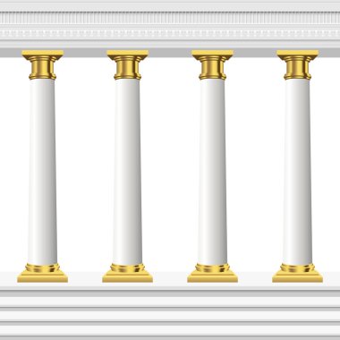Beyaz arkaplanda izole edilmiş antika sütunlar vektör tasarımı çizimi