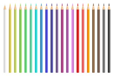 Beyaz arkaplanda izole edilmiş renkli kalem vektör tasarımı çizimi