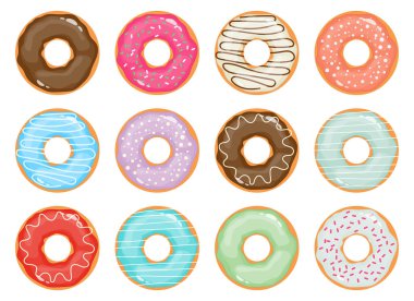 Çörek koleksiyonu vektör tasarımı çizimi beyaz arkaplanda izole edildi