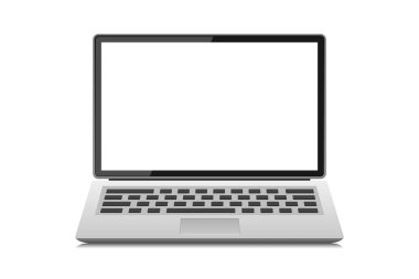 Dizüstü bilgisayar aygıtı vektör tasarımı çizimi beyaz arkaplanda izole edildi